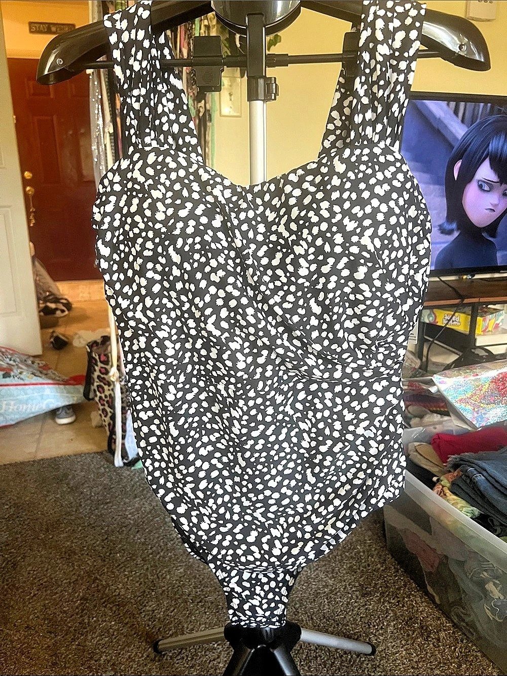 Jantzen Abstract One-Piece Swimsuit in Black & White Size 16 NWT